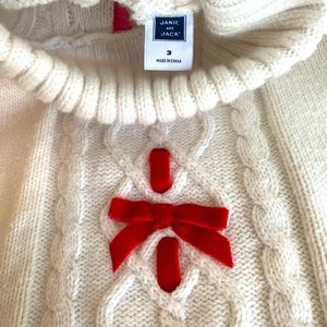 Janie and Jack white and red velvet bow sweater